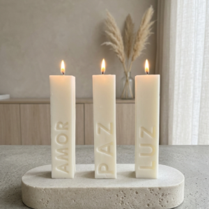 Velas de Cera de Soja – Amor, Paz y Luz