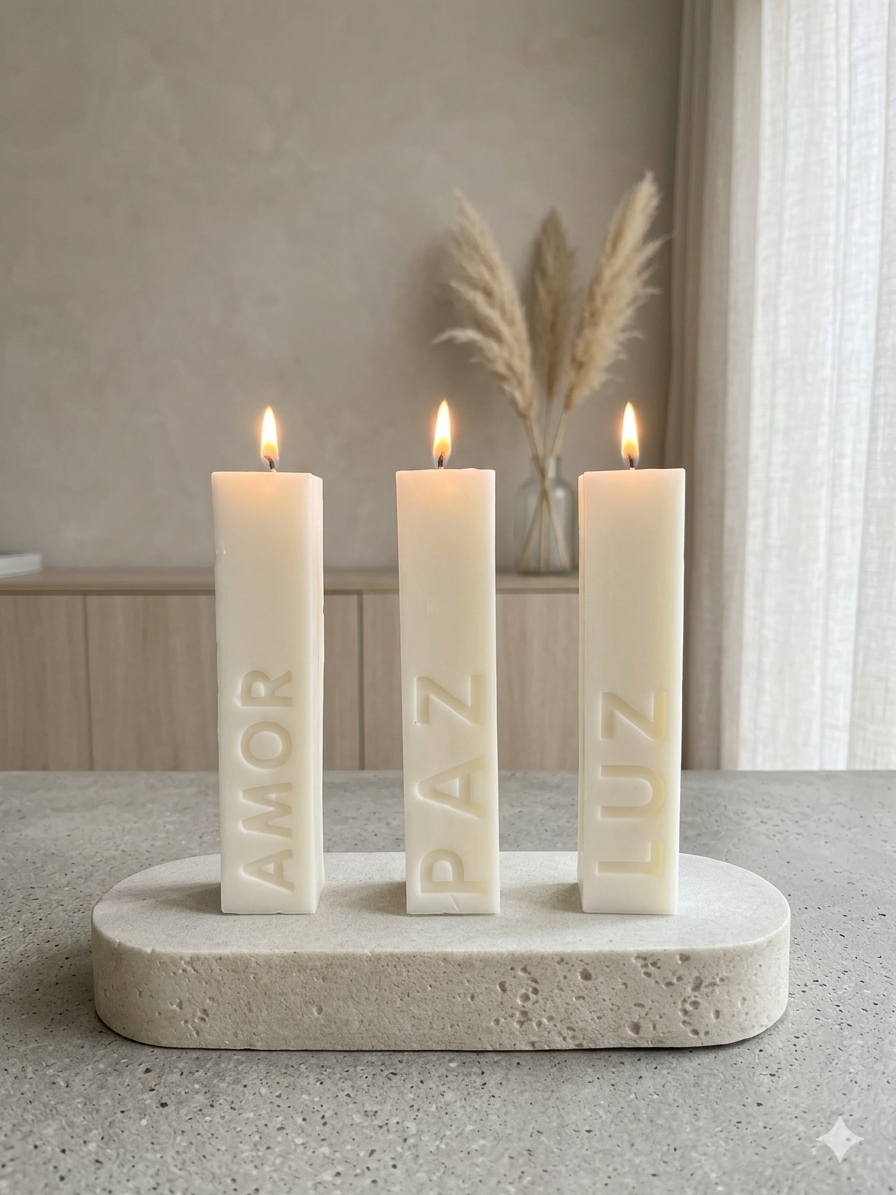 Velas de Cera de Soja – Amor, Paz y Luz